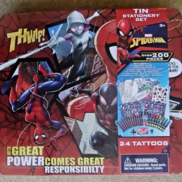 NEW!!! SEALED!!! Spider-Man Tin Stationary Set: over 200 pieces - Great Case!! - Picture 2 of 8